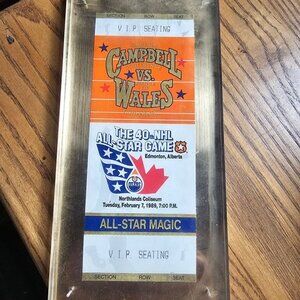 1989 NHL All Star Game in Edmonton FULL VIP Ticket - Gretzky 1G MVP, Lemieux 1A